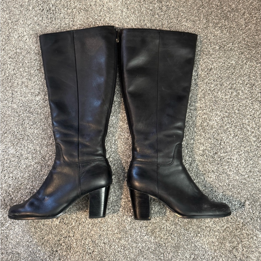 Black leather Cole Haan knee high boots